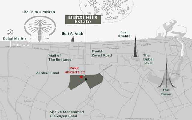 DUBAI HILLS ESTATE LOCATION MAP