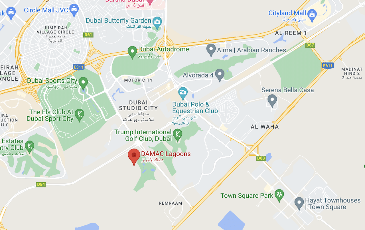 Damac Lagoons Location Map