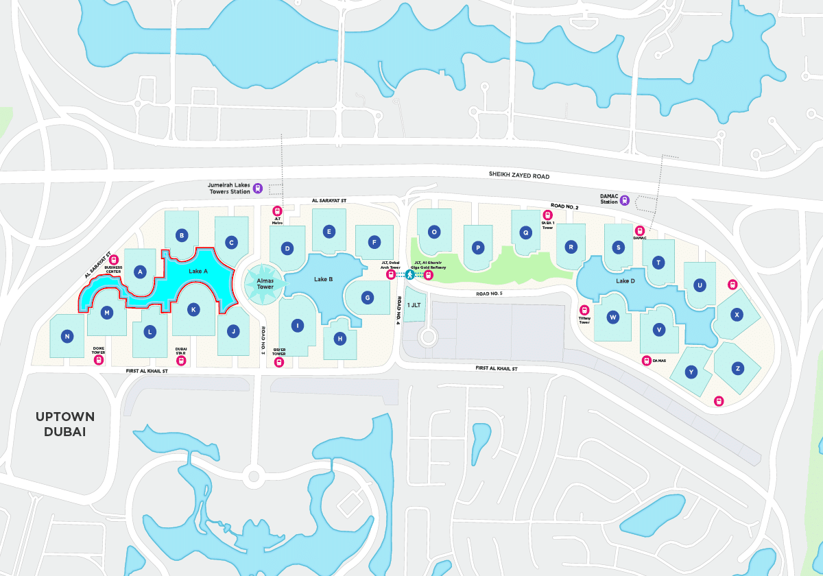 Jumeirah Lake Towers Map JLT