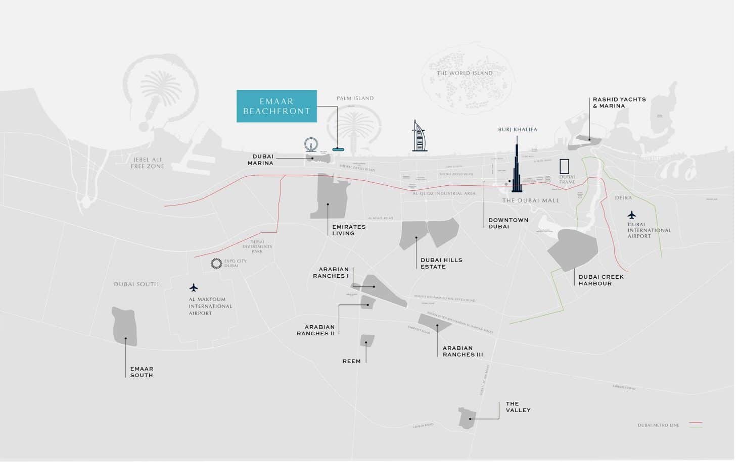 Location of the Emaar Beachfront Community