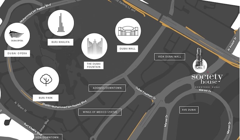Society House Downtown Dubai Location