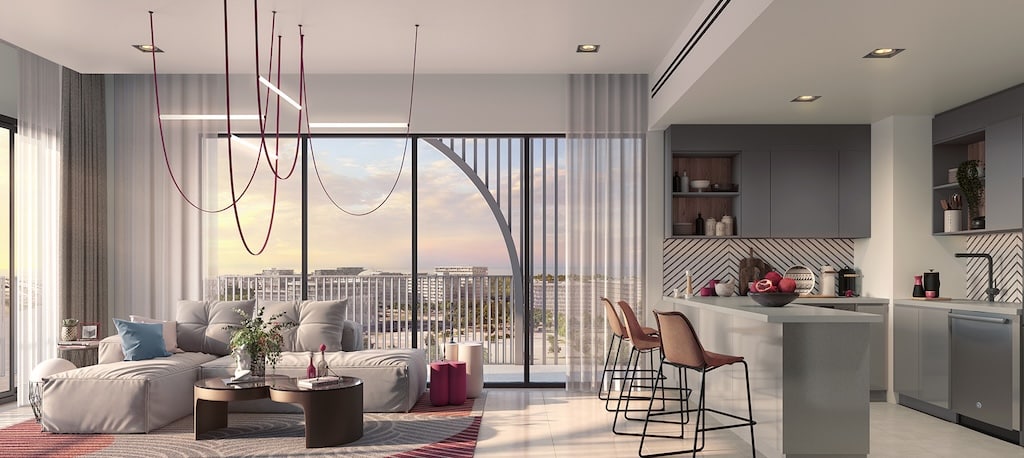 Living area at Nouran Living by Aldar